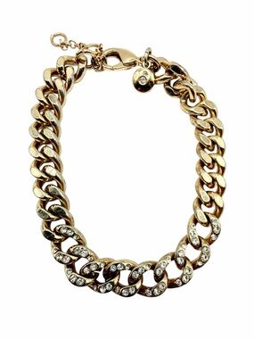 J Crew Pave Crystal Gold Tone Curb Link Bracelet
